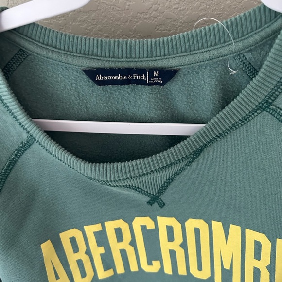 Abercrombie & Fitch Sage Green and yellow Crew Beck Pullover Sweatshirt - Picture 2 of 4